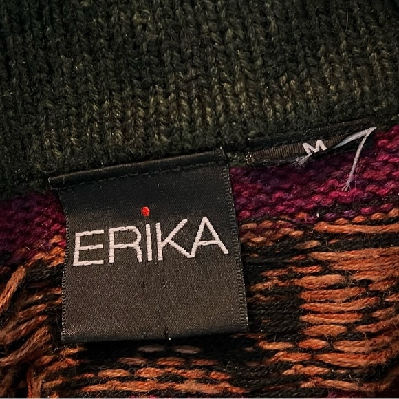 Vintage Y2K Erika Cardigan Sweater Nordic Fair Isle Collared Button Up SZ Medium - Picture 3 of 7
